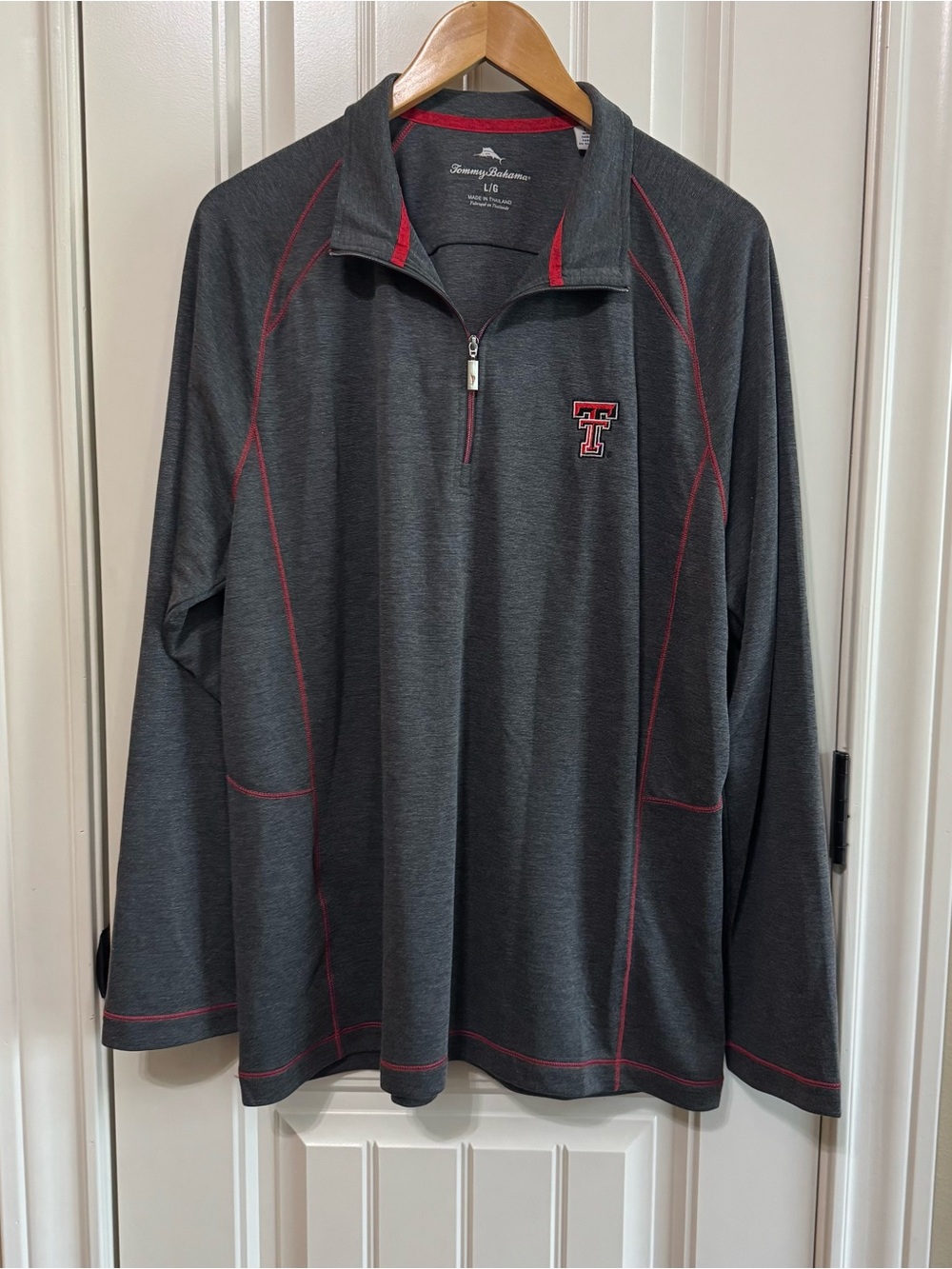 Texas Tech Tommy Bahama Pullover Shirt Mens L Large Gray 1/4 Zip